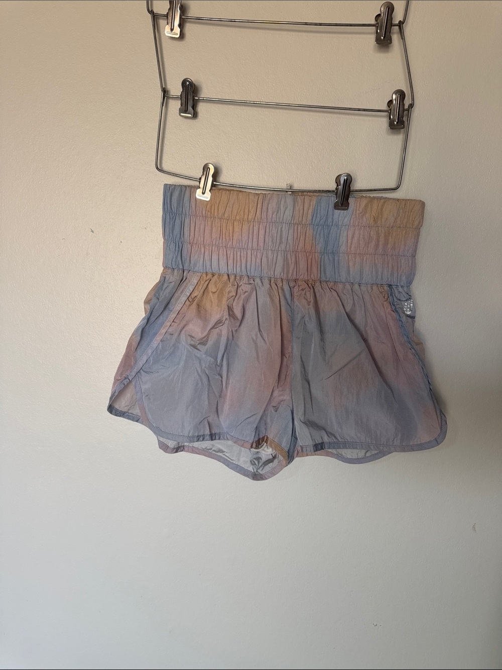 FP Movement by Free People Pastel Tie-Dye Smocked High-Waist Athletic Shorts